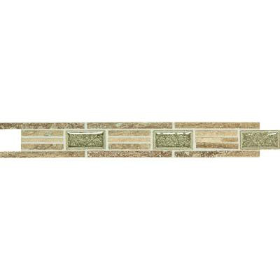 Stone Decorative Accents Linear Fantasy 1-5/8 in. x 12 in. Travertine with Crackled Glass Accent Wall Tile