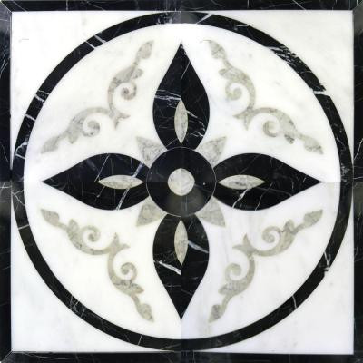 Venetian Del Sol 24 in. x 24 in. Polished Marble Water-Jet Medallion Floor and Wall Tile