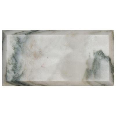 Beveled White 4 in. x 8 in. x 10 mm Marble Wall Tile (1 pk /9 pcs / 2 sq. ft.)