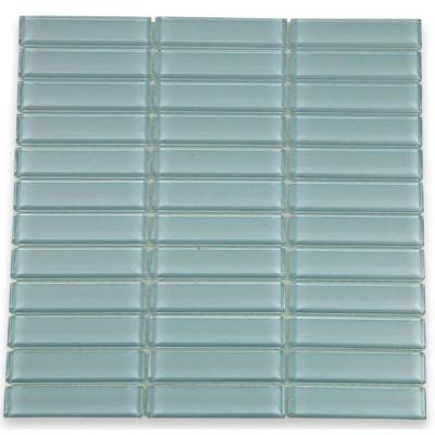 12 in. x 12 in. Contempo Blue Gray Polished Glass Tile