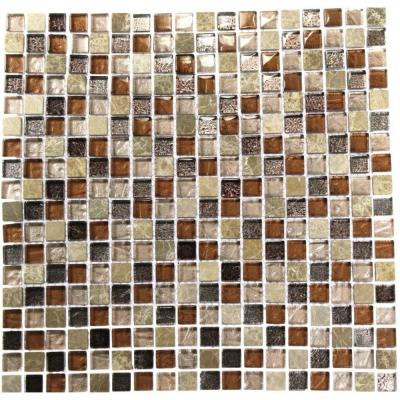 Blend 12 in. x 12 in.x 8 mm Marble And Glass Mosaic Floor and Wall Tile