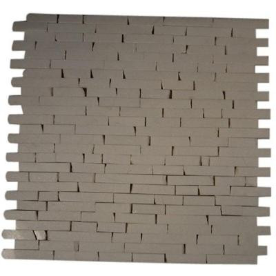 Winter White Cracked Joint Classic Brick Layout 12 in. x 12 in. Marble Mosaic Floor and Wall Tile-DISCONTINUED