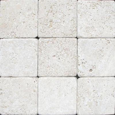 Chiaro 4 in. x 4 in. Tumbled Travertine Floor and Wall Tile (1 sq. ft. / case)
