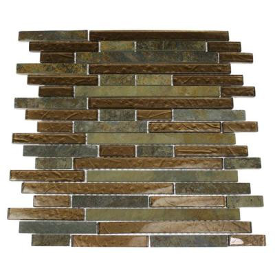 Tectonic Harmony Multicolor Slate And Bronze 12 in. x 12 in. x 8 mm Glass Mosaic Floor and Wall Tile