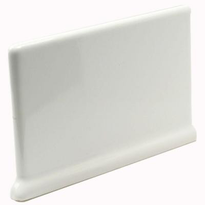 Bright Snow White 4 in. x 6 in. Ceramic Cove Base Left/Right Corner Wall Tile -DISCONTINUED