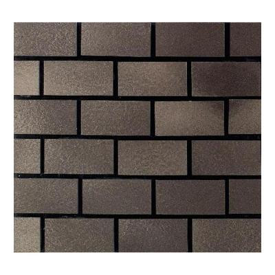 Urban Metals Bronze 12 in. x 12 in. x 8 mm Composite Brick-Joint Mesh-Mounted Mosaic Wall Tile