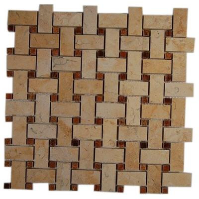 Basket Braid Jerusalem Gold and Wood Onyx 12 in. x 12 in. x 8 mm Stone Mosaic Floor and Wall Tile