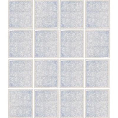 Oceanz Arctic White-1727 Crackled Glass Mesh Mounted Tile - 3 in. x 3 in. Tile Sample
