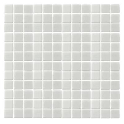 Monoz M-White-1400 Mosiac Recycled Glass Mesh Mounted Floor and Wall Tile - 3 in. x 3 in. Tile Sample