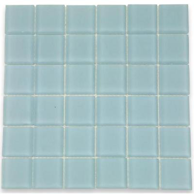 Contempo Blue Gray Frosted Glass 12 in. x 12 in. x 8 mm Floor and Wall Tile