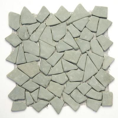 Indonesian Green Gobos 12 in. x 12 in. x 6.35 mm Natural Stone Pebble Mesh-Mounted Mosaic Tile (10 sq. ft. / case)