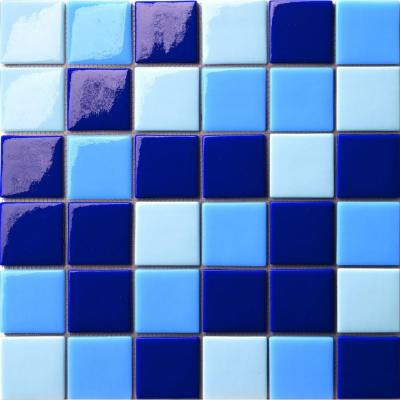 12.5 in. x 12.5 in. Capri Blu Mix Glossy Glass Tile-DISCONTINUED