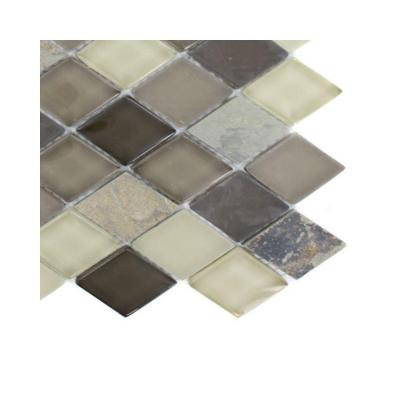 Tectonic Diamond Multicolor Slate and Khaki Blend Glass Floor and Wall Tile Sample