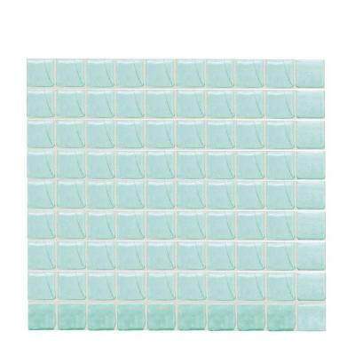 Sonterra Glass Mint Iridescent 12 in. x 12 in. x 6mm Glass Mosaic Wall Tile (10 sq. ft. / case)-DISCONTINUED