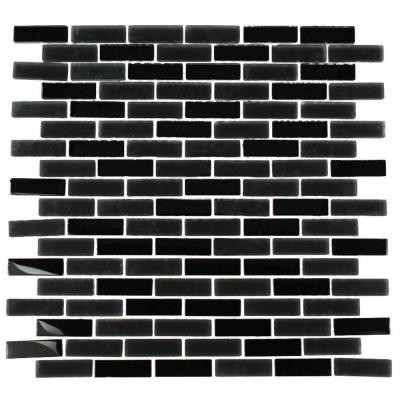 Contempo Classic Black 12 in. x 12 in. Glass Mosaic Floor and Wall Tile-DISCONTINUED
