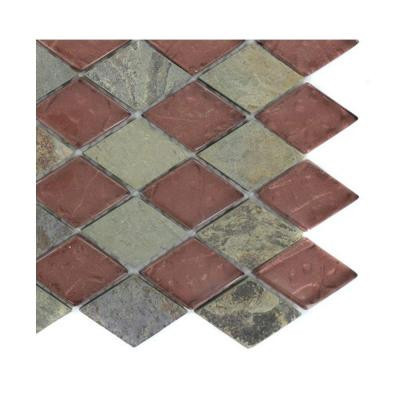 Tectonic Diamond Multicolor Slate and Rust Glass Tiles Tile Sample