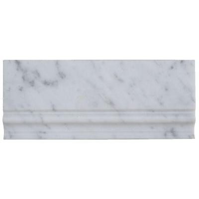 White Carrera 5 in. x 12 in. Marble Base Molding Floor and Wall Tile
