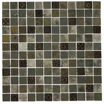 Tapestry 12 in. x 12 in. x 8 mm Marble and Glass Mosaic Floor and Wall Tile