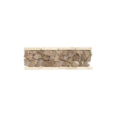 Travertine Walnut Pebble 4 in. x 12 in. Tumbled Slate Liner Accent Wall Tile