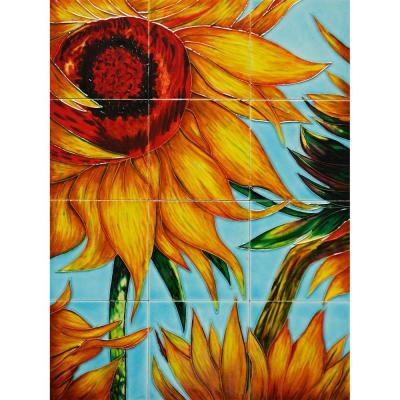 Van Gogh, Sunflowers (detail) Mural 18 in. x 24 in. Wall Tiles-DISCONTINUED