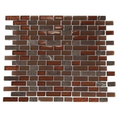 Brick Pattern 12 in. x 12 in. x 8 mm Marble and Glass Mosaic Floor and Wall Tile
