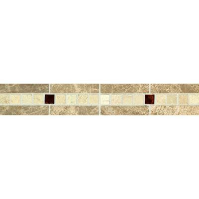 Stone Decorative Accents Copper Mystery 1-7/8 in. x 12 in. Marble and Glass Decorative Accent Wall Tile