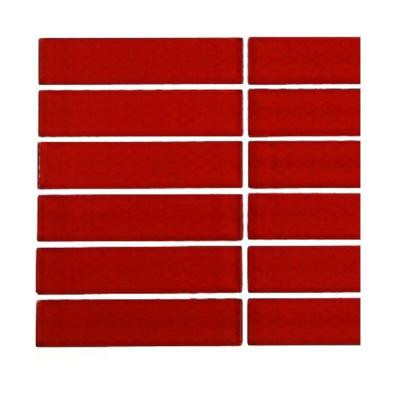 Contempo Lipstick Red Polished 1 in. x 4 in. Glass Tile Sample