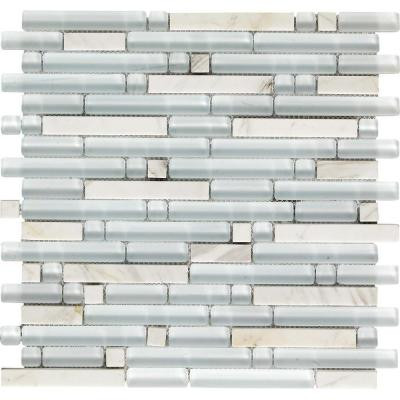 Varietals Viognier-1653 Stone And Glass Blend Mesh Mounted Floor and Wall Tile - 2 in. x 12 in. Tile Sample