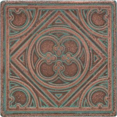 Castle Metals 4-1/4 in. x 4-1/4 in. Aged Copper Metal Insert A Accent Wall Tile