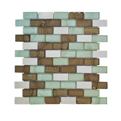 Bellagio Pebble Brick 12 in. x 12 in. x 8 mm Glass Marble Mosaic Wall Tile