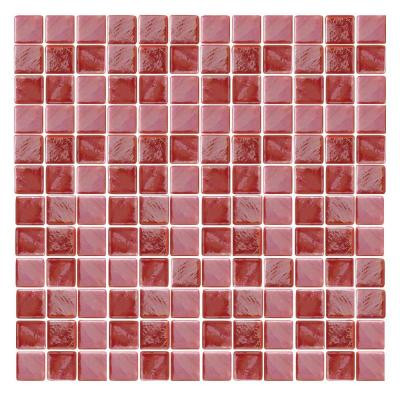 Irridecentz I-Red-1415 Mosiac Recycled Glass Mesh Mounted Tile - 3 in. x 3 in. Tile Sample