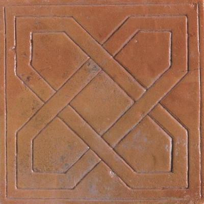 Saltillo Sealed Antique Adobe 8 in. x 8 in. Pinwheel Decorative Floor and Wall Tile-DISCONTINUED