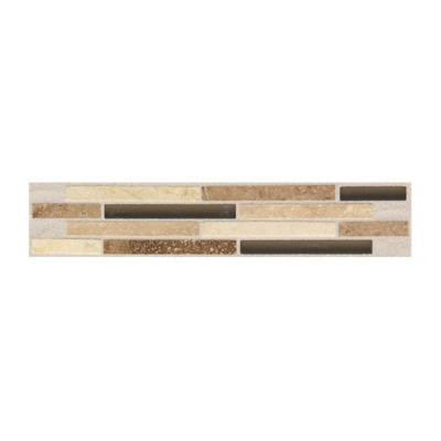 Campisi Alabaster 2 in. x 9 in. x 8 mm Universal Decorative Stone and Glass Mosaic Wall Tile