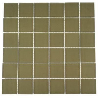 12 in. x 12 in. Contempo Cream Frosted Glass Tile-DISCONTINUED