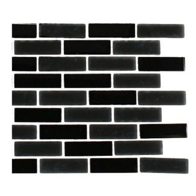 Contempo Classic Black 1/2 in. x 2 in. Brick Pattern - 6 in. x 6 in. Tile Sample-DISCONTINUED