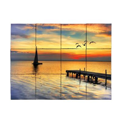 Sailboat 24 in. x 18 in. Tumbled Marble Tiles (3 sq. ft. /case)