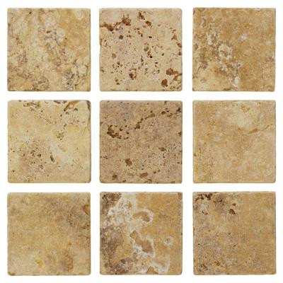 Travertino Gold 4 in. x 4 in. Travertine Floor and Wall Tile (9 pieces/sq. ft.)