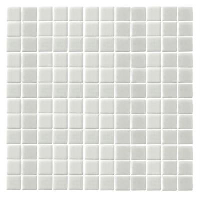 Monoz M-White Honed-1404 Mosiac Recycled Glass Mesh Mounted Floor & Wall Tile - 4 in. x 4 in. Tile Sample-DISCONTINUED