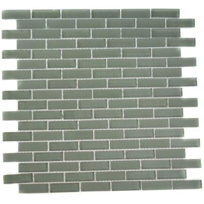 Contempo Seafoam Brick 12 in. x12 in. x 8 mm Glass Floor and Wall Tile