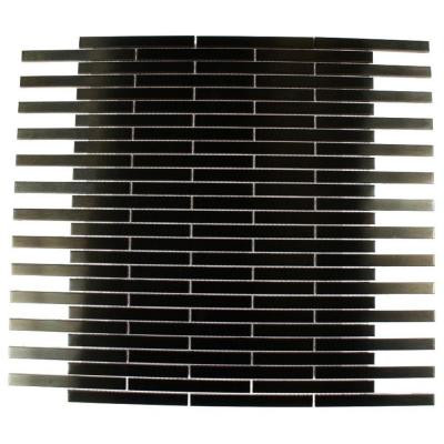 Metal Nero Stainless Steel Stick 12 in. x 12 in. MetalMosaic Floor and Wall Tile-DISCONTINUED