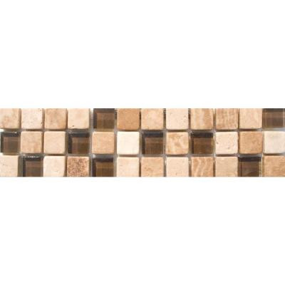 Mixed 3 in. x 12 in. x 8 mm Glass Stone Mesh-Mounted Border Tile
