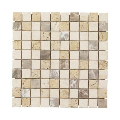 Giallo Sienna Medley 12 in. x 12 in. x 8 mm Travertine Marble Mosaic Floor/Wall Tile