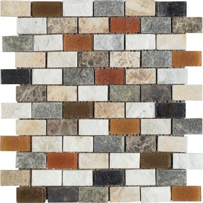 Maximo Stone 12 in. x 12 in. Multicolor Natural Stone Mosaic Tile-DISCONTINUED
