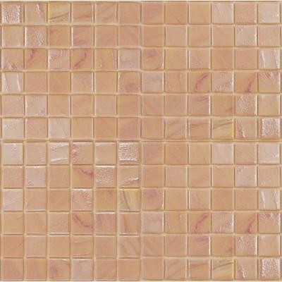 Gemstonez Rose Quartz-1302 Mosiac Recycled Glass Mesh Mounted Floor and Wall Tile - 3 in. x 3 in. Tile Sample