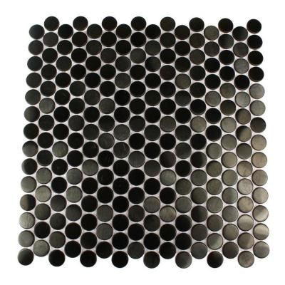 Metal Nero Penny Round 12 in. x 12 in. Stainless Steel Floor and Wall Tile-DISCONTINUED