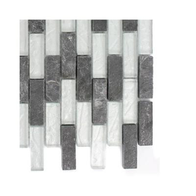 Tectonic Brick Black Slate and Silver Glass Floor and Wall Tile Sample