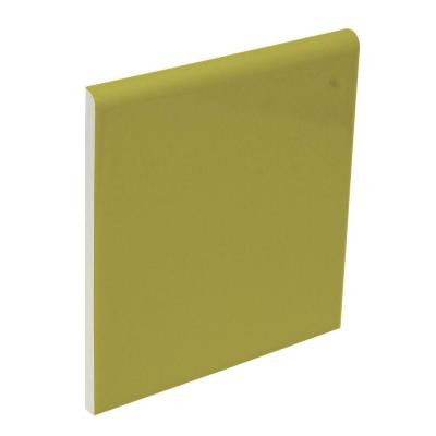 Bright Chartreuse 4-1/4 in. x 4-1/4 in. Ceramic Surface Bullnose Wall Tile-DISCONTINUED