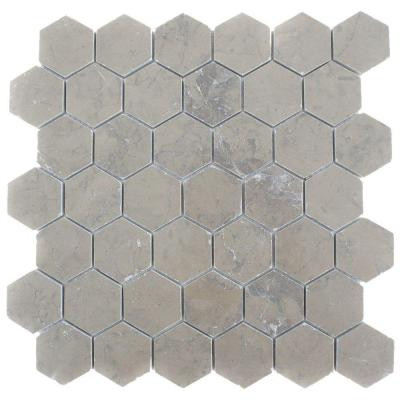 Medieval Hexagon Polished 12 in. x 12 in. x 8 mm Marble Floor and Wall Tile