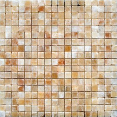 Honey 12 in. x 12 in. x 10 mm Polished Onyx Mesh-Mounted Mosaic Tile (10 sq. ft. / case)