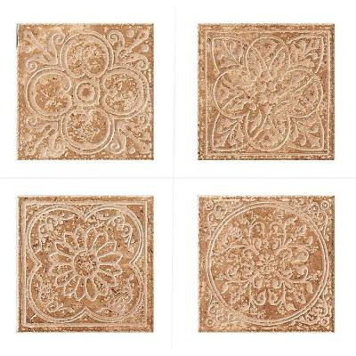 Montagna Soratta 6 in. x 6 in. Porcelain Embossed Deco (Receive 1 of 4 Random Decos - Sold as Singles)-DISCONTINUED